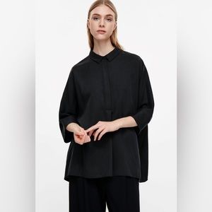 COS Batwing oversized black lyocell collared shirt